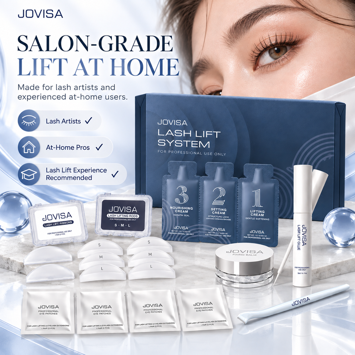 JOVISA LASH LIFT SYSTEM - 5 Single-Use 3-Solution Sets for Professional Use