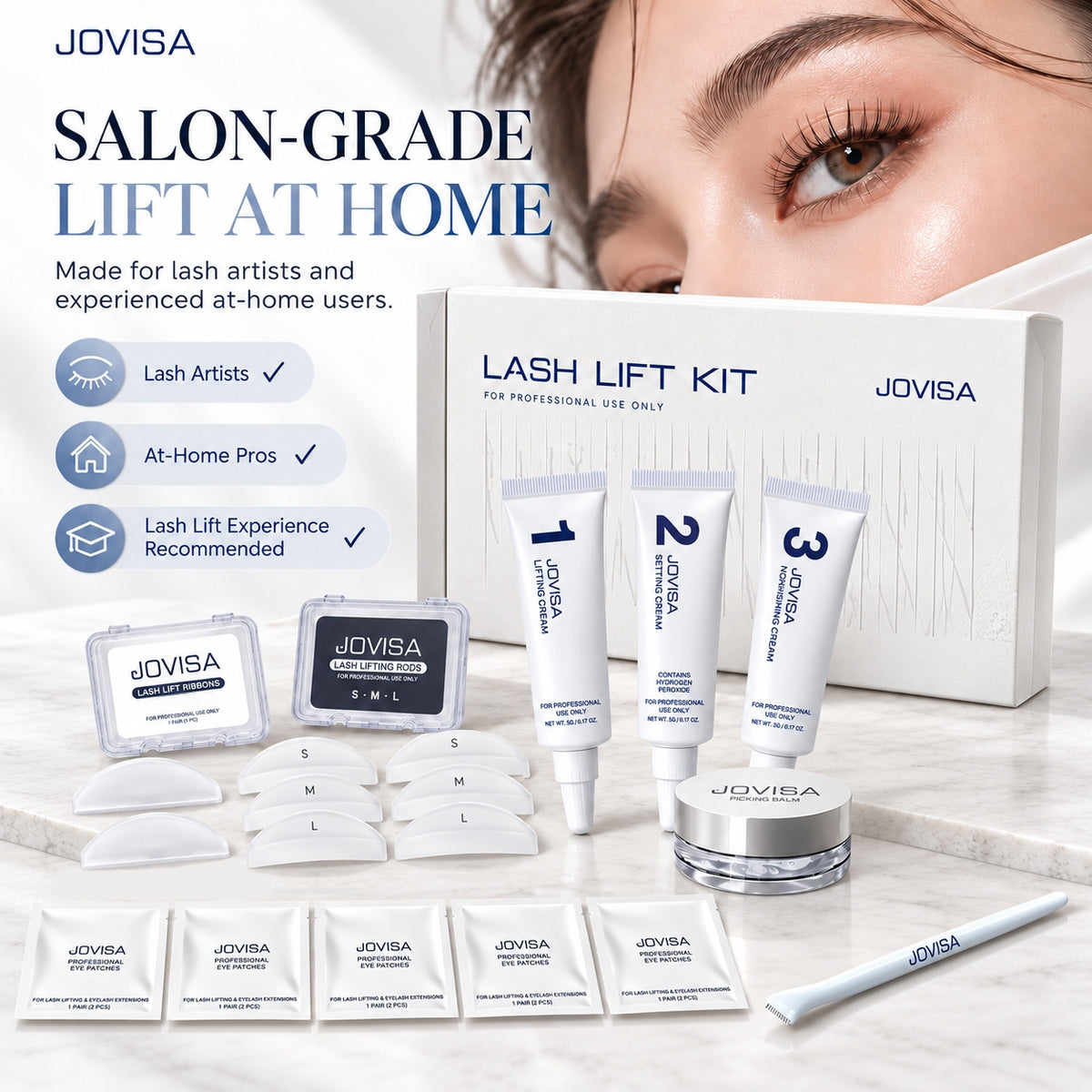JOVISA Professional Lash Lift Kit – 3-Step System Multi-Use 5g Tubes