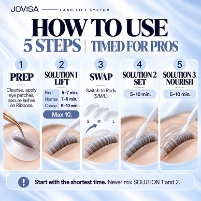 JOVISA LASH LIFT SYSTEM - 5 Single-Use 3-Solution Sets for Professional Use